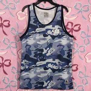 NBA Blue Camo Print Casual Summer Activewear Tank Top Size Small